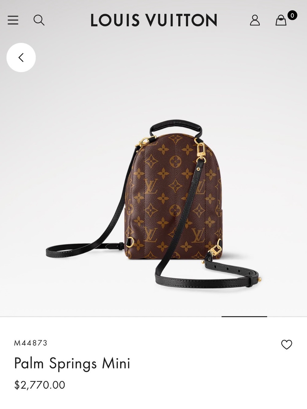 Louis Vuitton Brown Monogram Palm Springs Mini Backpack with Black Straps